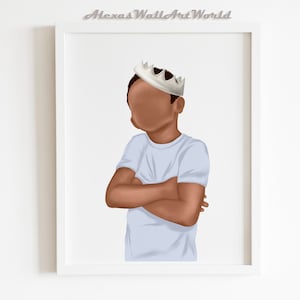 Young King Wall Art, Black Boy Joy, Teen Room Decor, African American Prince, Personalized Name Boy Nursery Decor, Black Excellence
