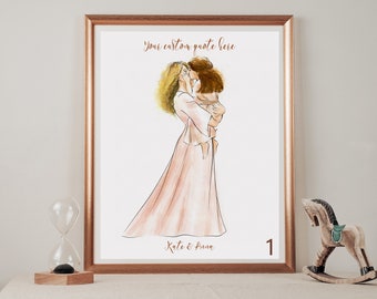 Custom Motherhood Print, Mom and Daughter Personalized Wall Art, Woman with Toddler, Mother's Day Gift Idea, Birthday Gift for Her, DIGITAL