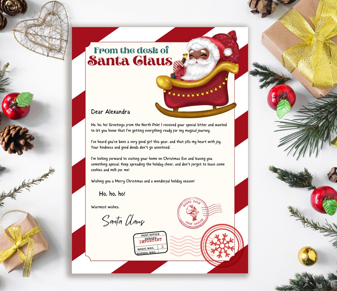 Editable Personalized Letter From Santa Claus Christmas - Etsy