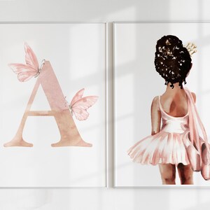 Ballerina Wandbild, Bild fürs Kinderzimmer, Ballett Mädchen, Schmetterlinge (digital)