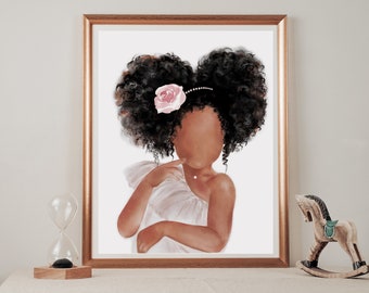 Personalized African American Princess, Black Girl Magic, Toddler Bedroom Art, Teen Room Art