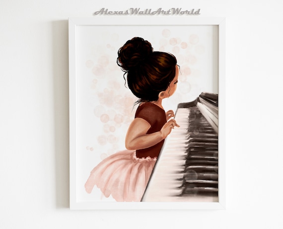 Fille afro-américaine jouant du piano, Art musical, Décoration de salle de  musique pour enfants, Magie de fille noire, Cadeau de pianiste amateur,  Pianiste Fille -  France