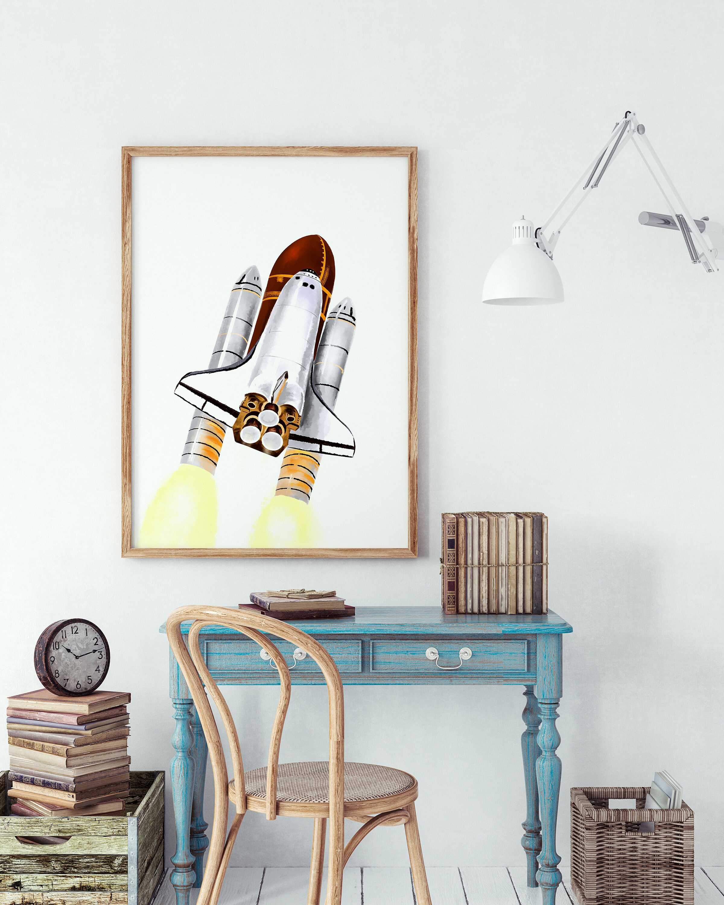 Arte de la pared del transbordador espacial decoración del | Etsy