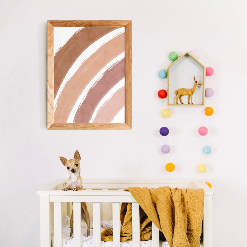 Boho Neutral Wall Art Abstract Rainbow Nursery Print Boho | Etsy