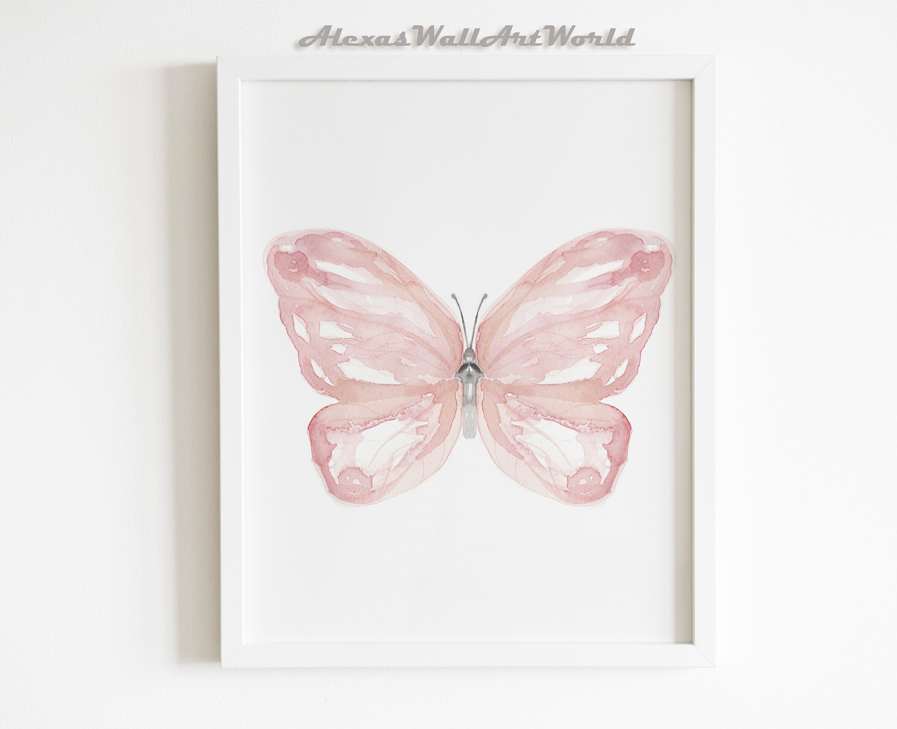 Pink Watercolor Butterfly Wall Art, Nursery Poster, Dorm Decor ...