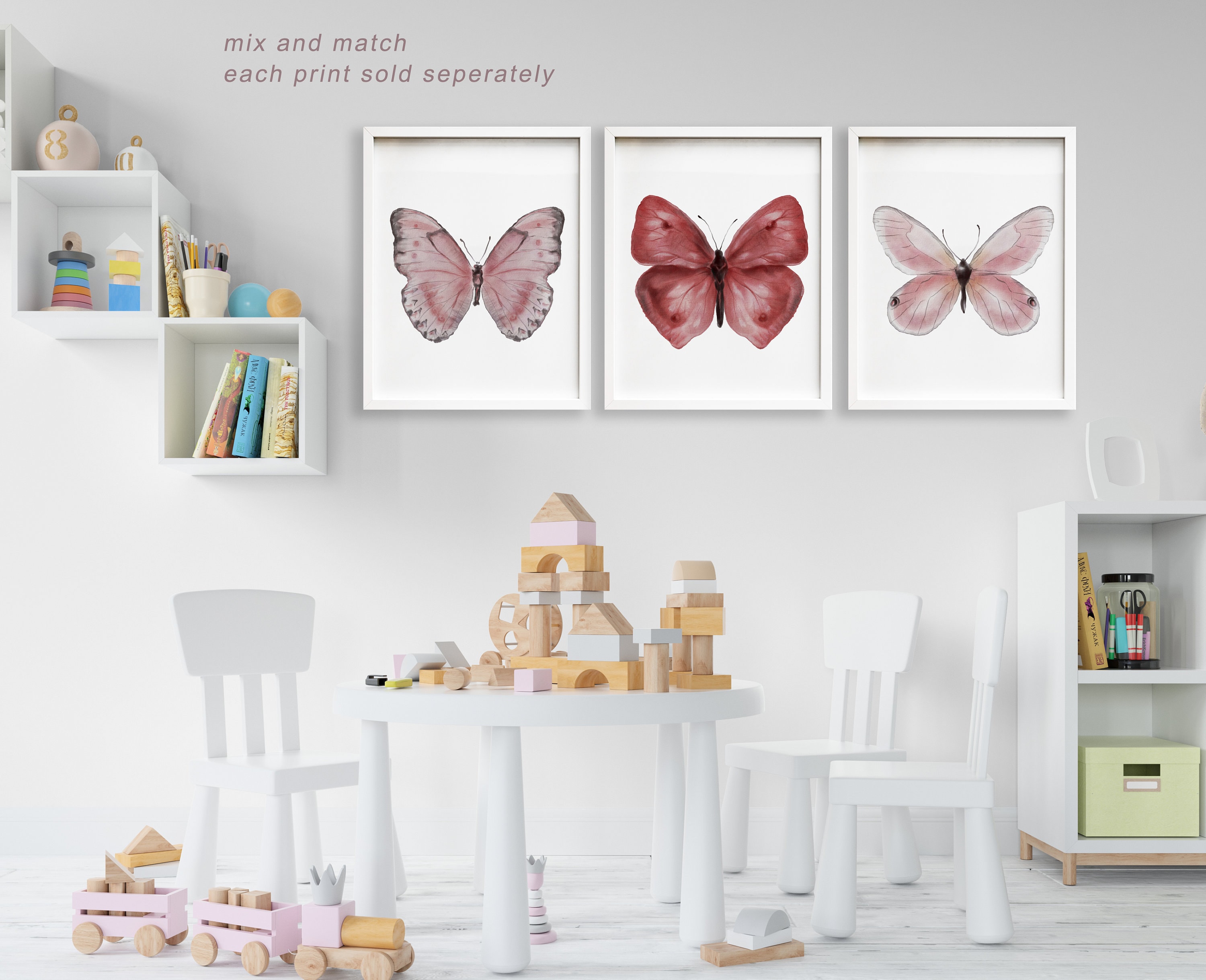 Watercolor Butterfly Wall Art Nursery Decor Girl Butterfly | Etsy