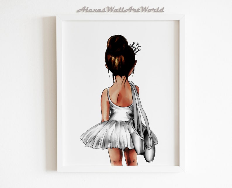 African American Ballerina Wall Art Dark Skin Ballerina Girls Nursery Decor Black Ballerina Watercolor Ballerina Themed Bedroom Print