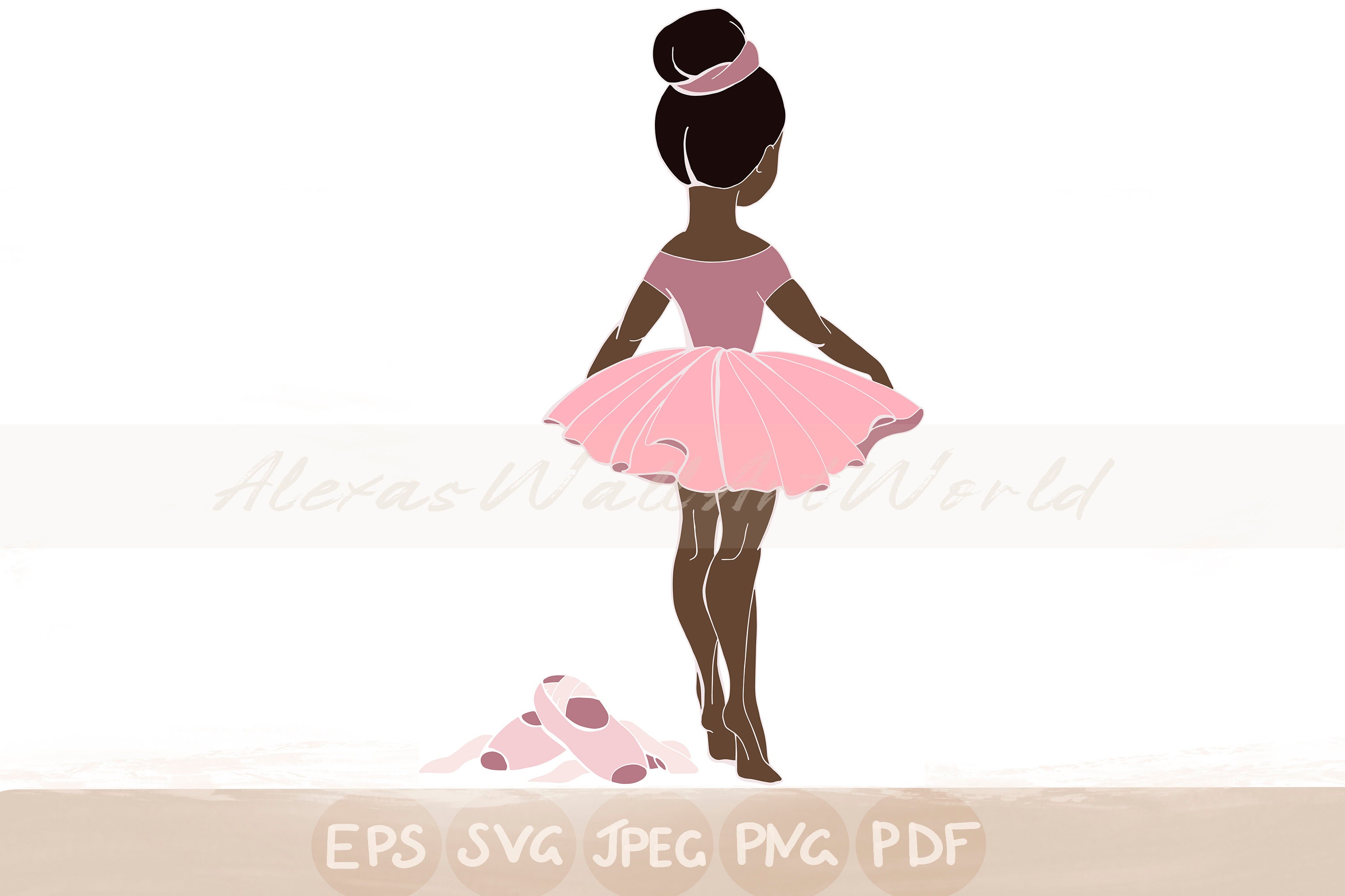 African American Ballerina SVG, Ballet Cut File, Ballerina Clipart DIY,  Little Dancer Silhouette, Black Ballerina Svg Pdf Eps Png Jpeg DXF