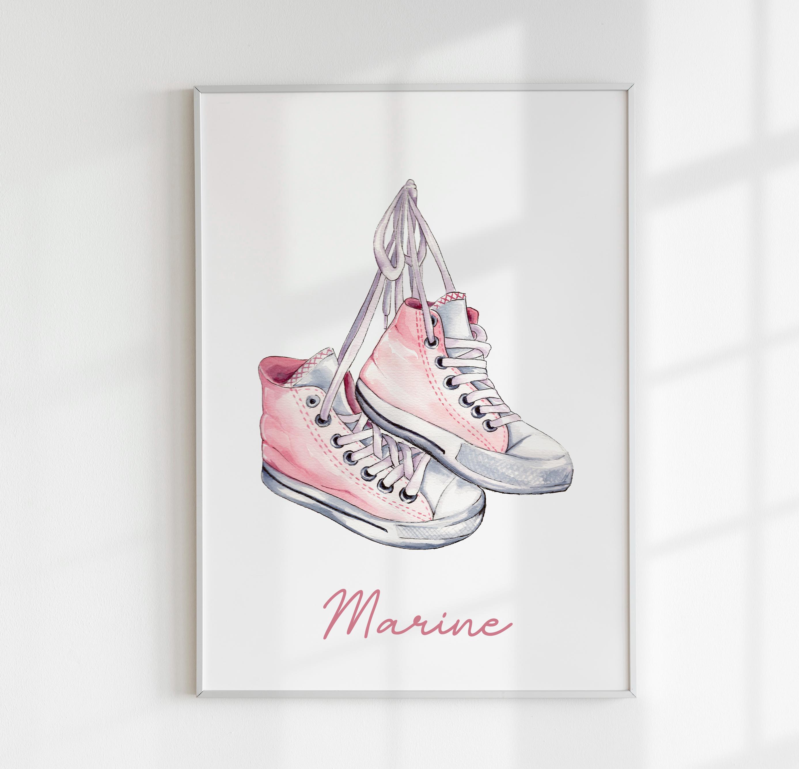 バナケン　点描画　絵　ポスター　スニーカー　コンバース　ハイカット　オールスター Converse poster - Etsy 日本