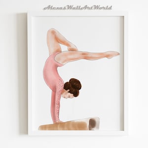 Gymnast Girl Poster, Personalized Gymnastics Print, Toddler Girl Bedroom Wall Art, Gymnastics Gifts, CUSTOM Name Print, Sports Art