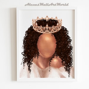 African American Girl Art, Melanin Queen Print, Black Girl Bedroom Poster, Black Girl Magic Wall Art, Personalized Princess Printable