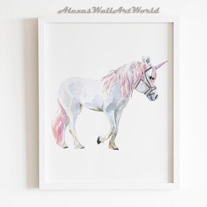 Arte de la pared del unicornio del bebé, decoración del dormitorio de la niña, cartel mágico del cartel de la guardería, arte de la pared del dormitorio de las niñas con temática de unicornio