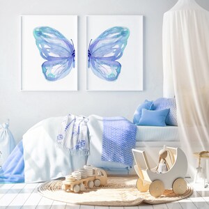 Watercolor Butterfly Wall Art Set of 2 Prints, Nursery Decor Girl, Girl ...