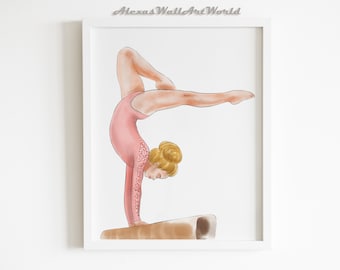 Personalisierte Turner-Mädchen-Druck, Gymnastik-Wandkunst (digitale Datei)