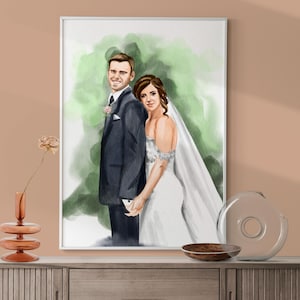 Custom Watercolor Portrait from Photo, Handpainted Face Portrait for Couples, 1st Anniversary Gift for Him, Marriage Portrait, Wedding Gift