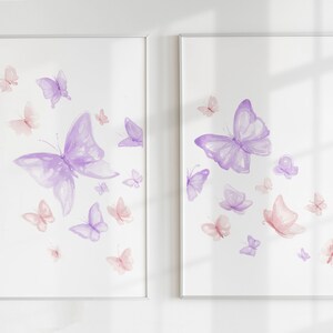Watercolor Butterfly Wall Art Set of 2 Prints, Nursery Decor Girl, Girl ...