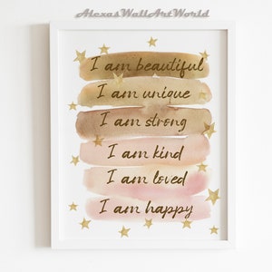 Daily Positive Affirmations Wall Art, Girl Bedroom Affirmation Print, Boho Nursery Decor, Inspirational Poster, Motivational Quote DIGITAL