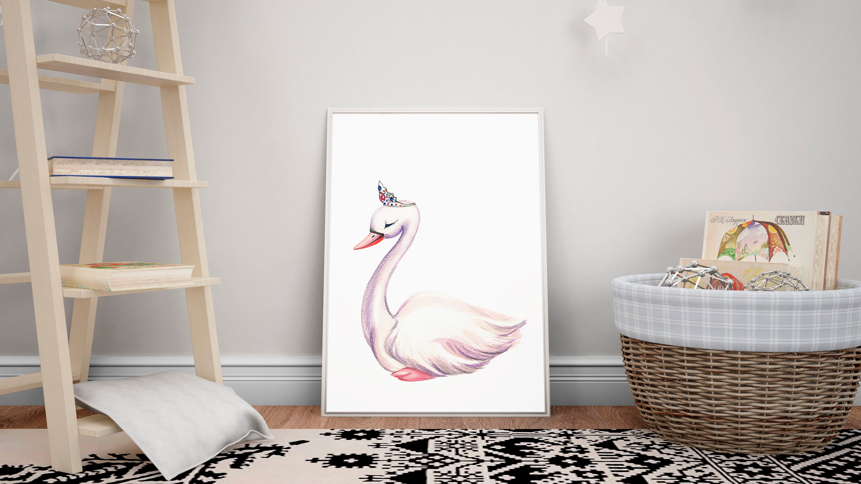 Swan Nursery Decor, Wall Art for Girls Bedroom, Swan Princess Nursery ...