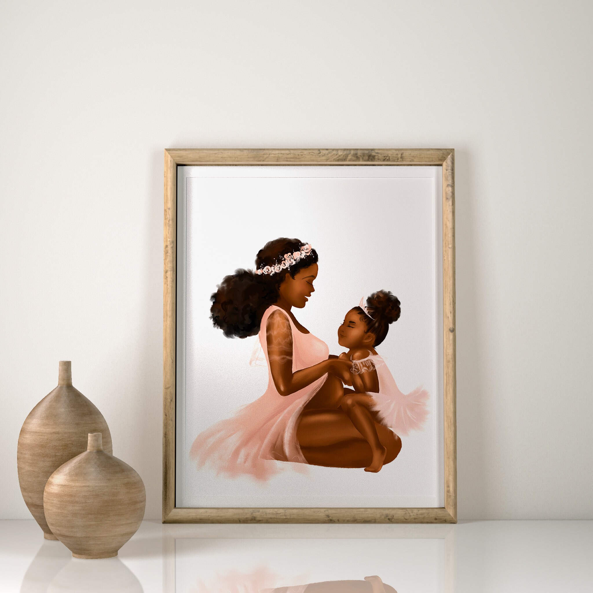 Motherhood Art African American Art Mother and Baby Girl Art | Etsy