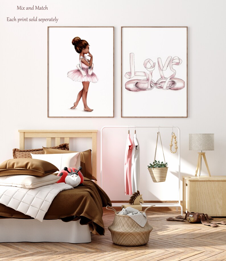 African American Ballerina Wall Art Dark Skin Ballerina Girls Nursery Decor Black Ballerina Watercolor Ballerina Themed Bedroom Print