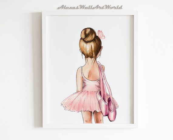 Ballerina Wall Art Pink Nursery, Butterfly, Ballet Dancer Poster, Toddler Ballet Room Decor (Digital)