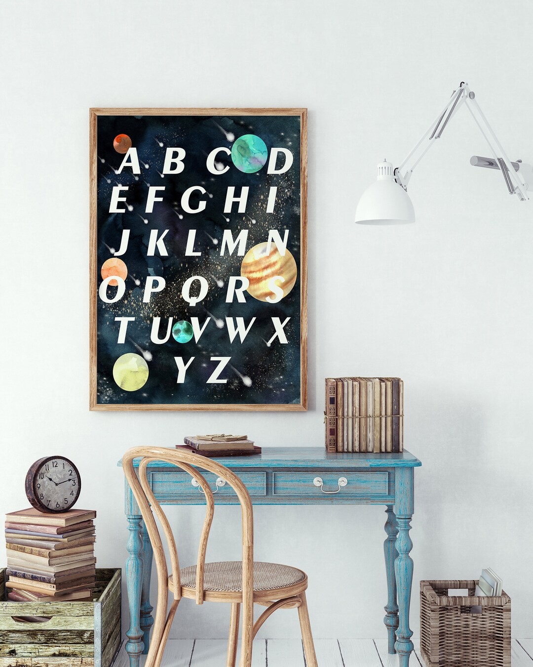 Space Alphabet Poster Educational Nursery Decor Watercolor - Etsy