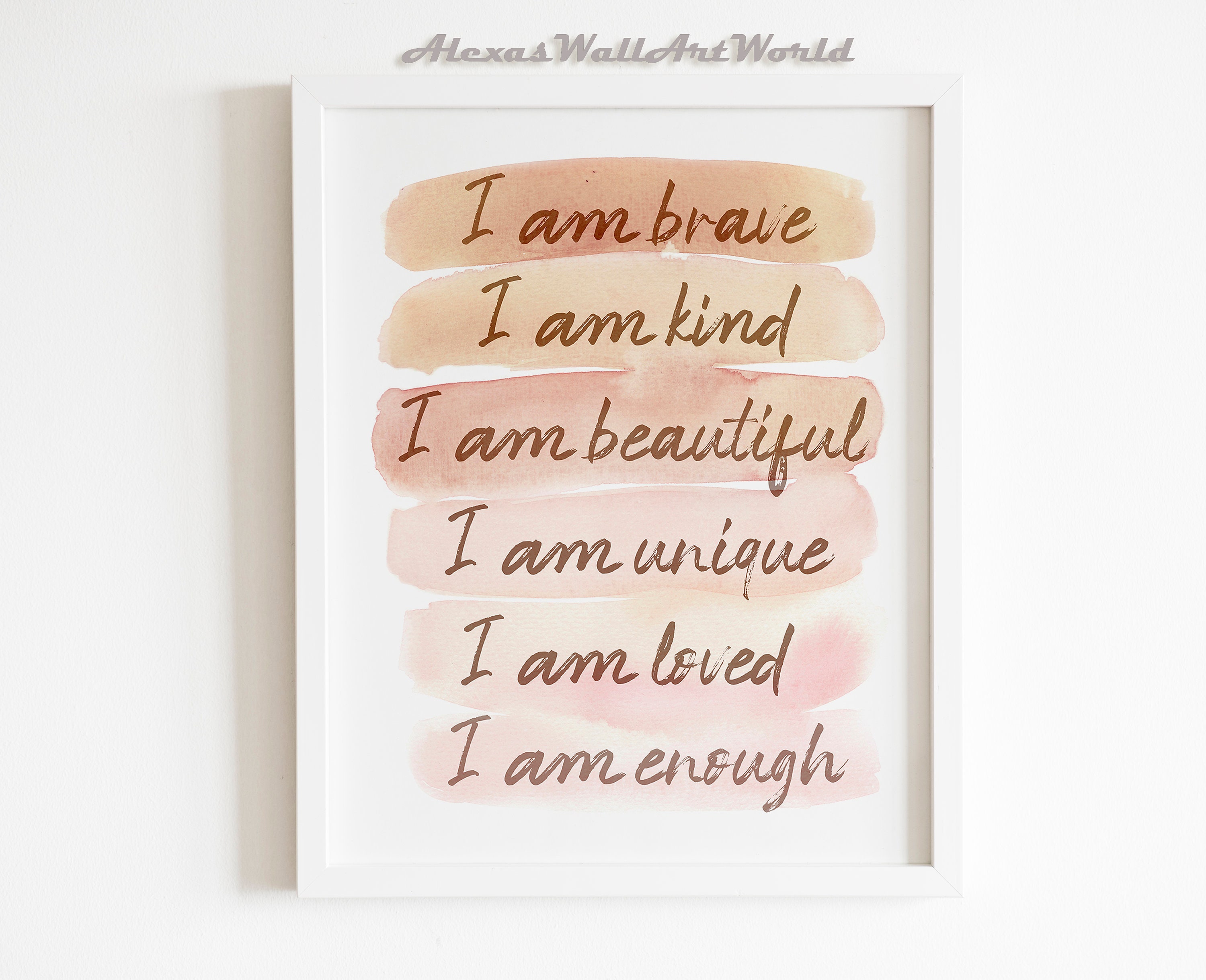 Positive Affirmations Wall Art Girls Bedroom Affirmation Etsy