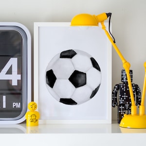 Soccer Ball Watercolor Printable, Custom Name Print, Boy Room Sports Decor, Sports Gift for Him, Soccer Lover Gift, Boys Bedroom Art Decor