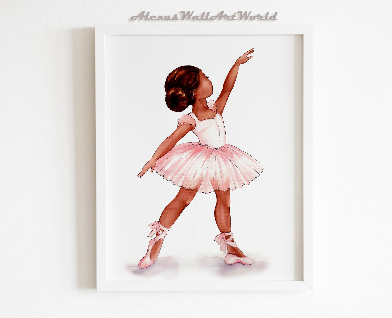 Black Ballerina Wall Art Little Girl Nursery Decor Dark Skin Etsy