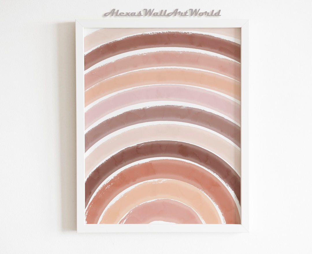 Neutral Rainbow Wall Art Print Boho, Abstract Rainbow Print Nursery ...