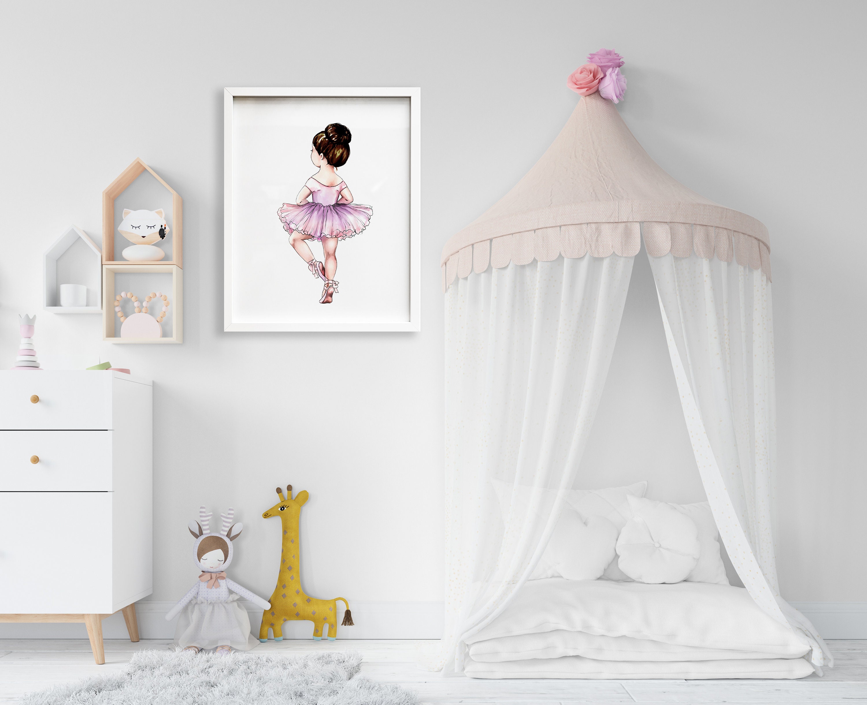 Kleine Ballerina Wandkunst druckbar Lila Rosa Kinderzimmer | Etsy