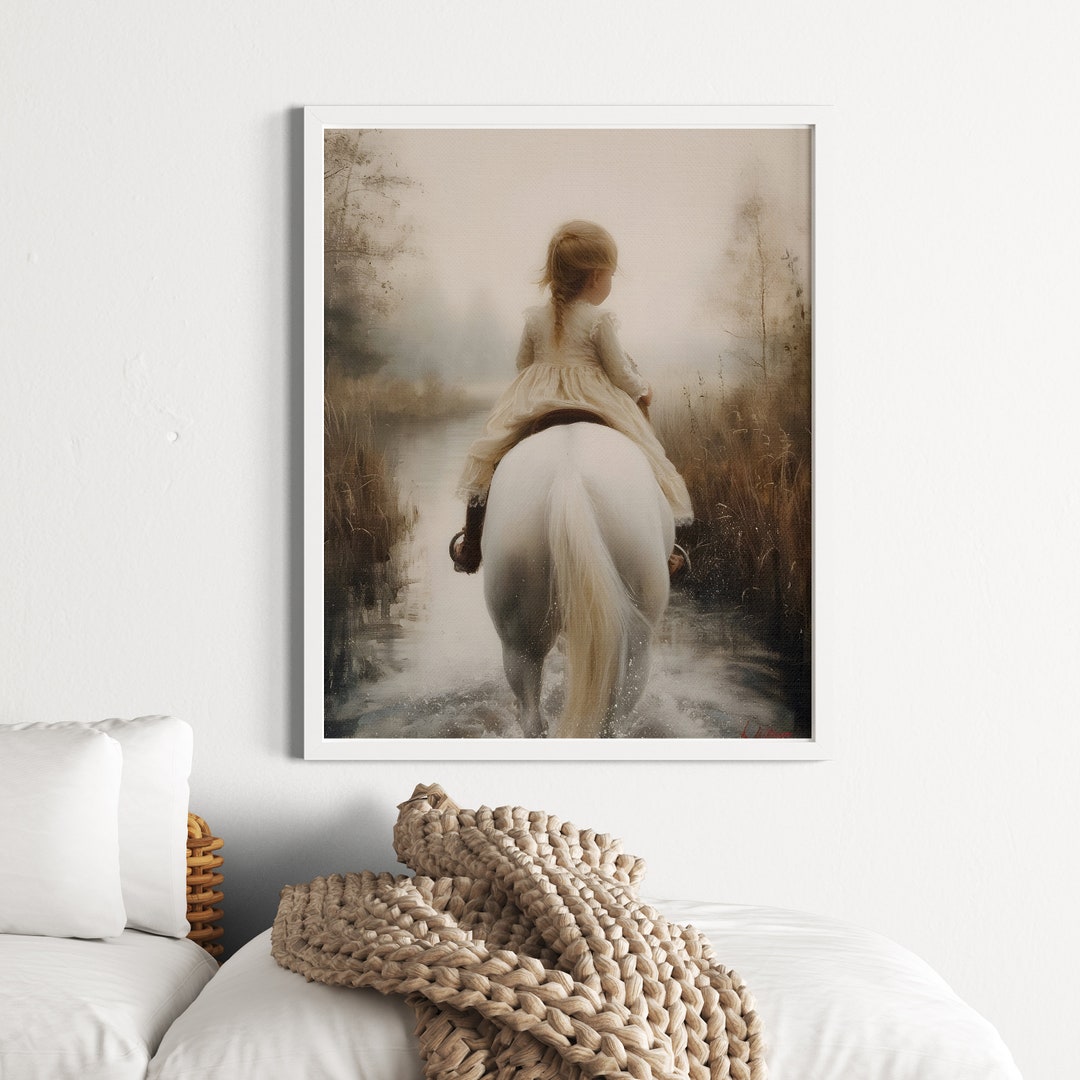 Vintage Girl and Horse Art Print: Nursery Decor (digital Download) - Etsy
