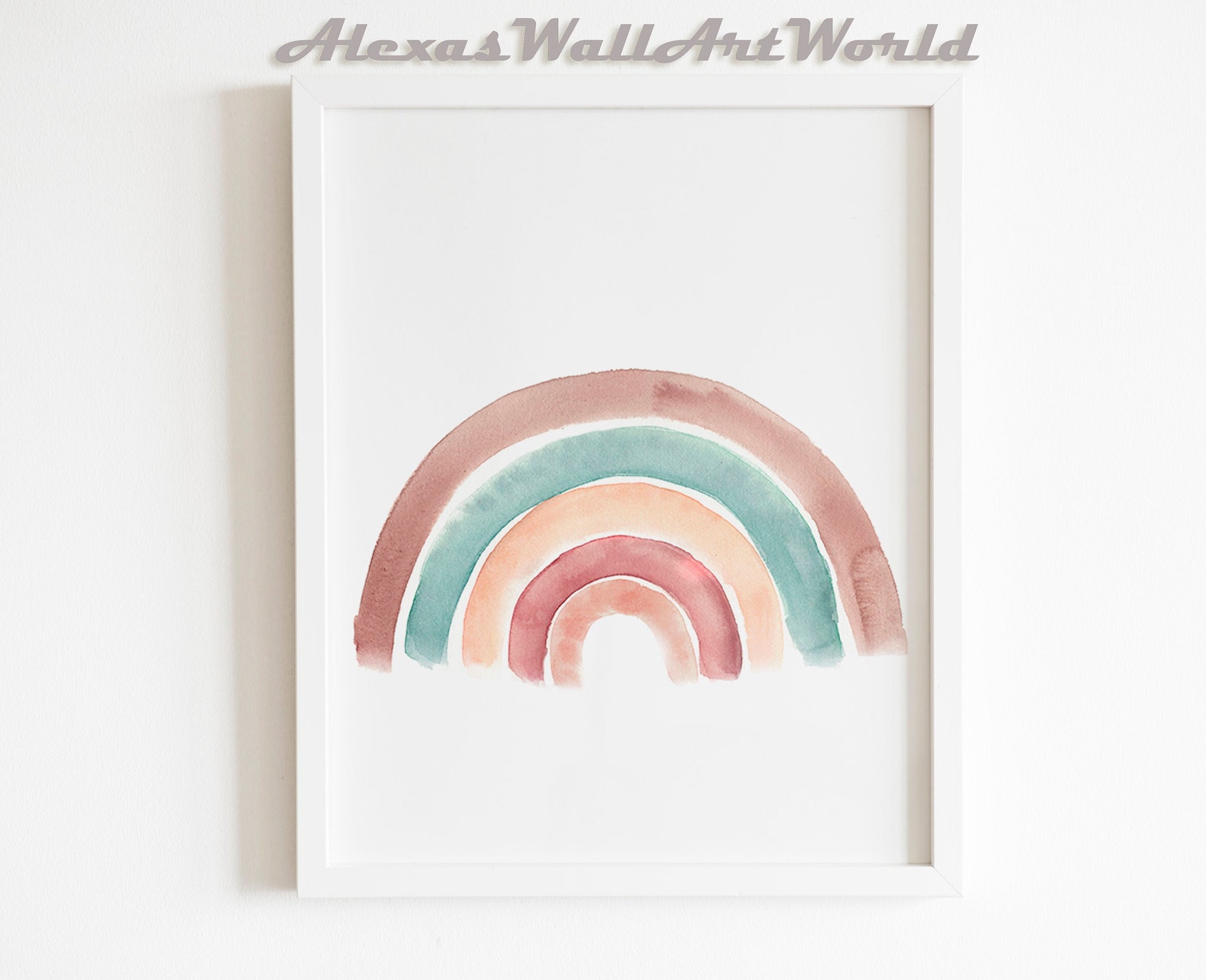 Neutral Rainbow Wall Art Watercolor Rainbow Nursery Decor Etsy