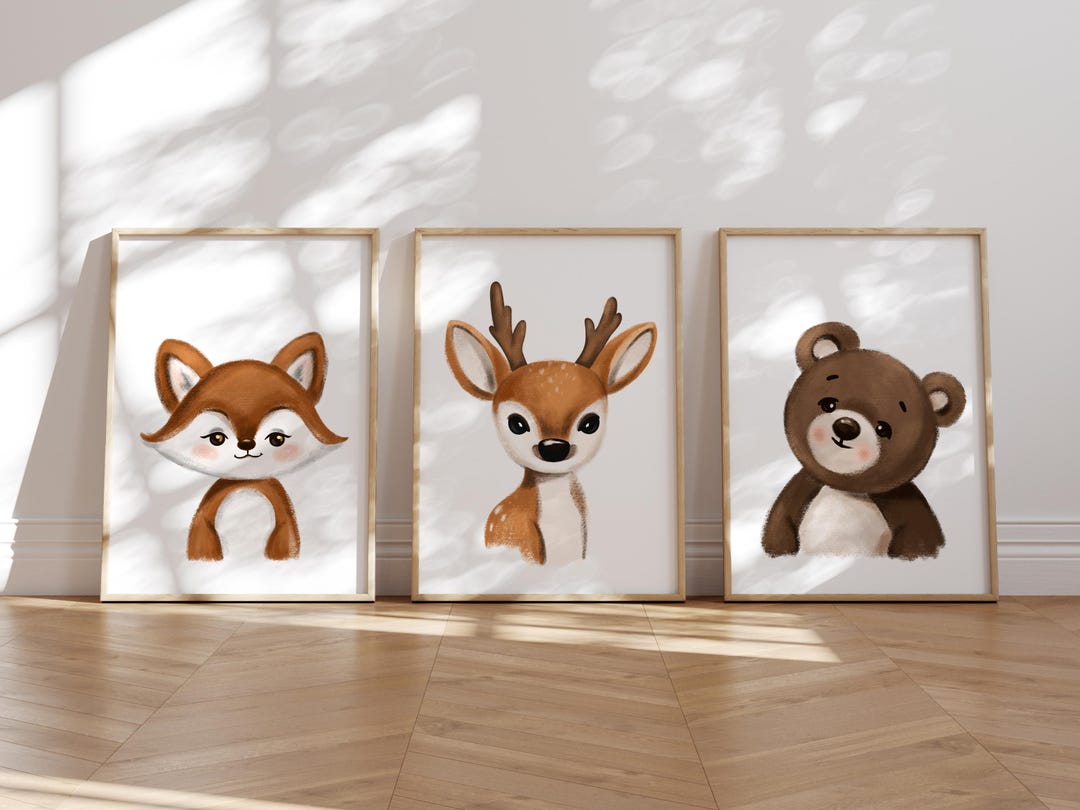 Set of 3 Woodland Nursery Art, Baby Forest Animal Prints, Fox, Dear ...
