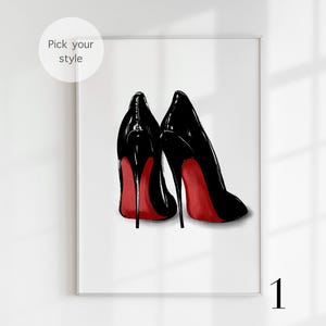 Fashion Shoes Heels Print, Heels Wall Art, Gift For Her, Fashion Wall Art, Leopard Print High Heels Art, Red Heels, Navy Blue Shoes Poster