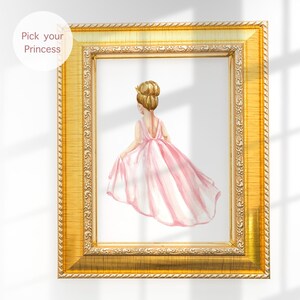 Prinsessenprint. Prinsessenthema kinderkamermuurkunst, gepersonaliseerde prinsessenkunst, roze girly kamerdecor, digitale download en hoogwaardige print