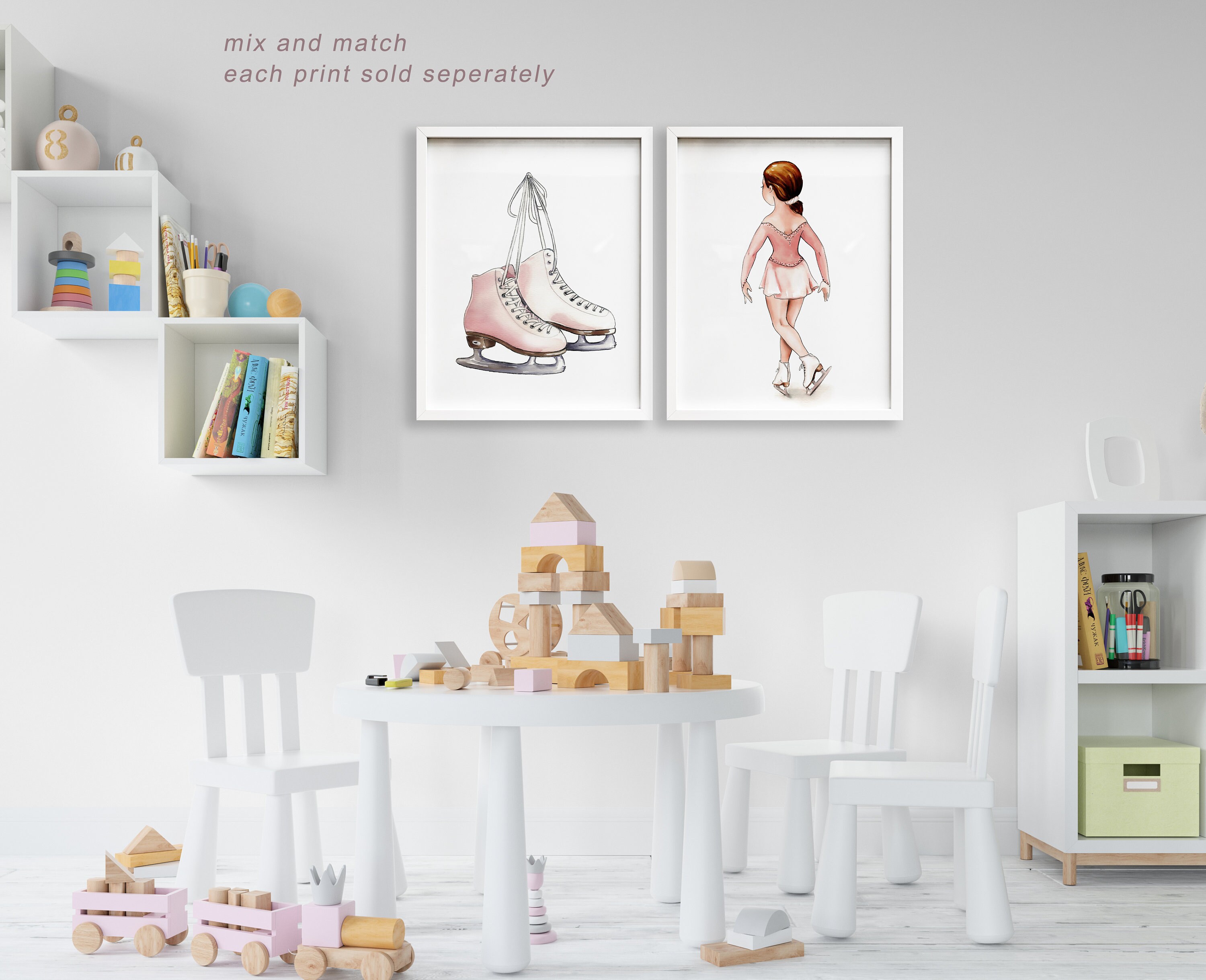 Ice Skating Girl Wall Art Watercolor Sports Print Ice Etsy