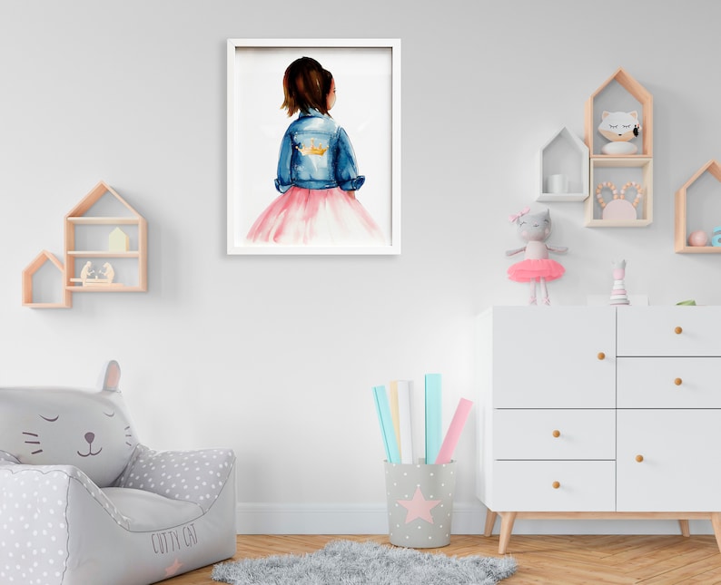 Dark Skin Young Queen Wall Art Printable Black Girl Magic Toddler Girl Bedroom Wall Art African American Princess Girl Art