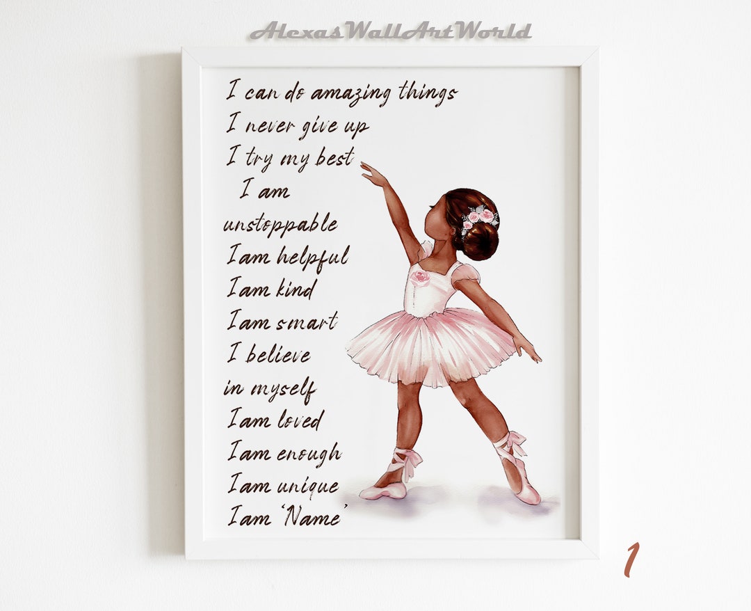 Ballerina Wall Art Personalized Name Positive Affirmations Printable Custom Name Ballerina Girl Nursery Decor Toddler Girl Bedroom Decor Etsy UK