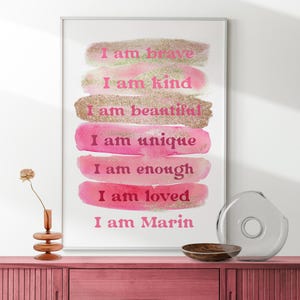 Positive Affirmations Wall Art, Girls Bedroom Affirmation Printable, Children Empowerment, Toddler Girl Bedroom Decor, Inspirational Poster
