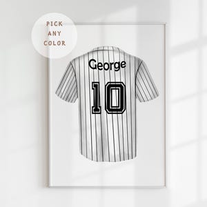 Personalized Baseball Jersey Print with Name, Custom Kid Name Wall Art, Boy Bedroom Baseball Decor, Baseball Fan Gift, Sports Nursery Poster