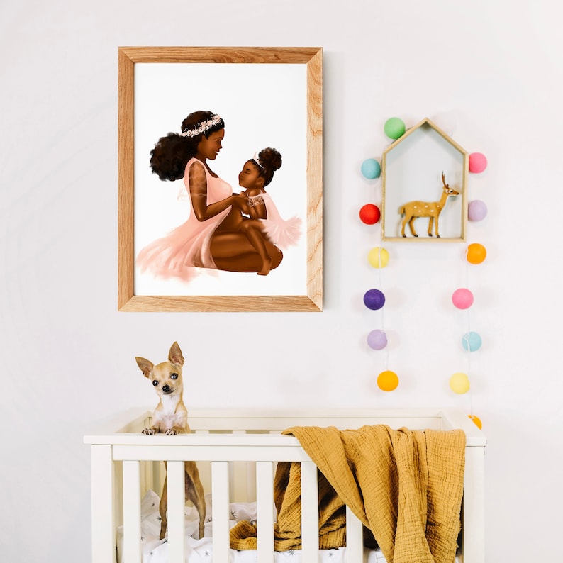 Motherhood Art African American Art Mother and Baby Girl Art | Etsy
