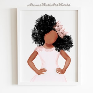 Black Girl Magic, Young Queen Art Print, Personalized Princess Printable, African American Toddler Girl Bedroom Wall Art, Teen Girl Room Art