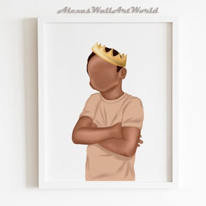 Young King Wall Art, Black Boy Joy, Teen Room Decor, African American Prince, Personalized Name Boy Nursery Decor, Black Excellence