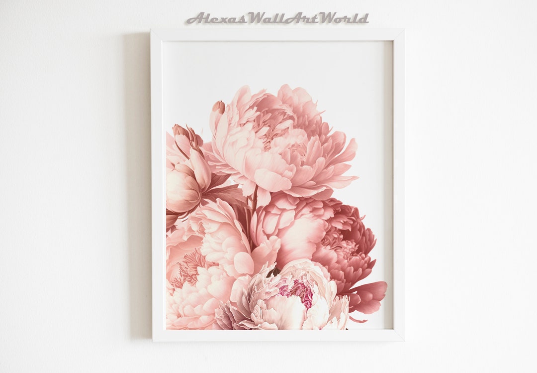 Blush Pink Peony Print: Watercolor Floral Wall Art (digital Download ...