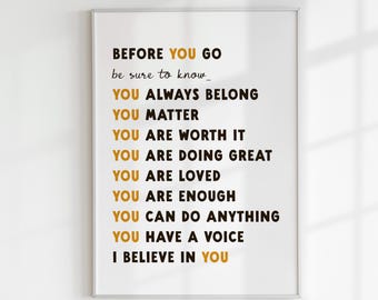 Positive Affirmations Art Print: Calming Classroom Decor (Digital Download)