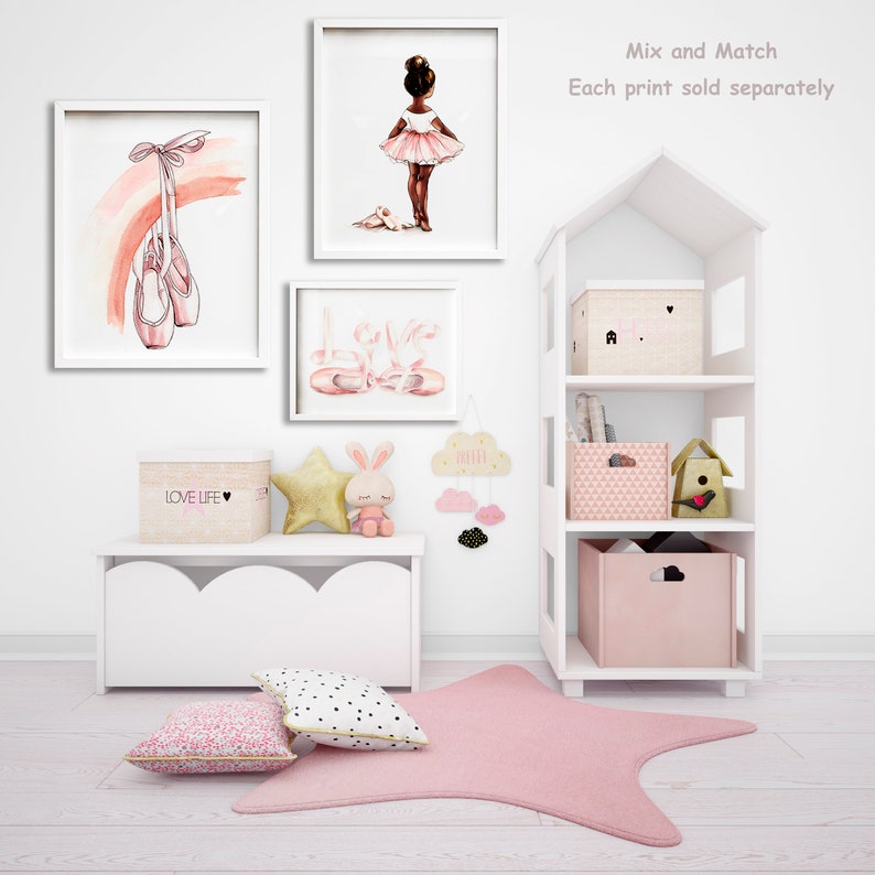 Black Ballerina Wall Art Little Girl Nursery Decor African Etsy