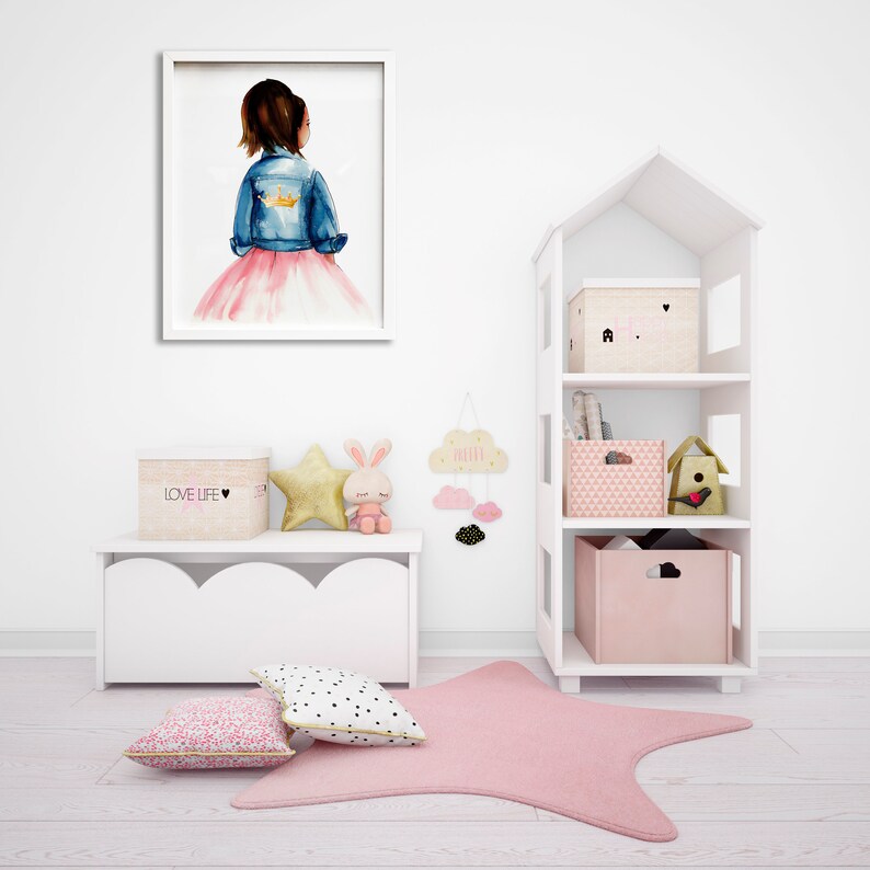 Dark Skin Young Queen Wall Art Printable Black Girl Magic Toddler Girl Bedroom Wall Art African American Princess Girl Art