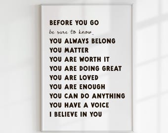 Positive Affirmations Wall Art: Calming Corner Decor (Digital Download)