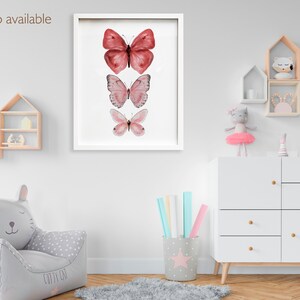 Watercolor Butterfly Wall Art Set of 2 Prints, Nursery Decor Girl, Girl ...